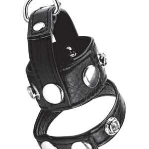 Blue Line 1'' Cock Ring/Ball Stretcher: Leder-Penisriemen mit Hodenstretcher/...