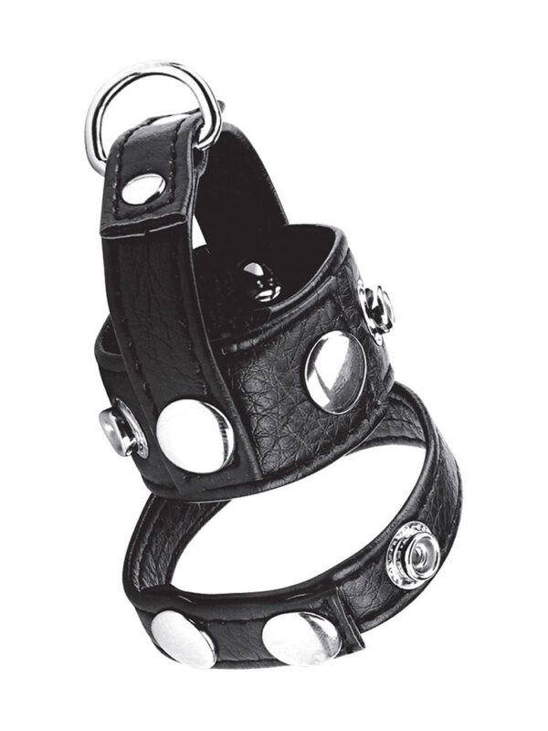 Blue Line 1'' Cock Ring/Ball Stretcher: Leder-Penisriemen mit Hodenstretcher/...