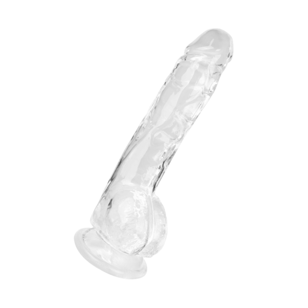 Transparenter Naturdildo mit Hodenansatz, 20 cm