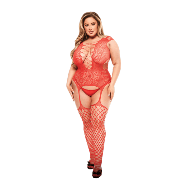 Corset Front Suspender Fishnet Bodysuit