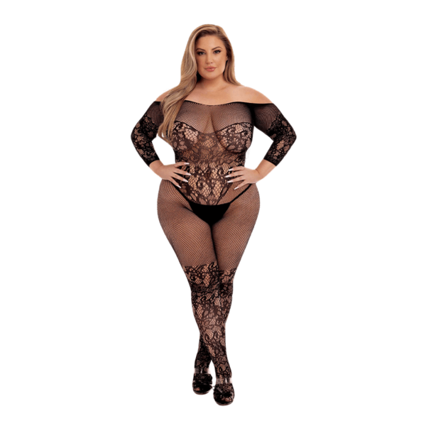 Off-The-Shoulder Lace Bodystocking