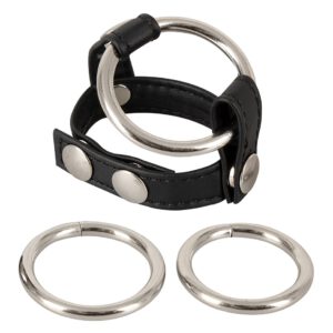 4-teiliges Set „Riemen" plus 3 Penisringe, Hodenriemen verstellbar