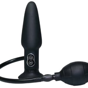 Analplug „True Black Vibrating“ mit Vibration und Pumpball
