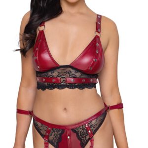 Bralette plus Straps-Slip, edler Mattlook mit Spitze, Strapse abnehmbar