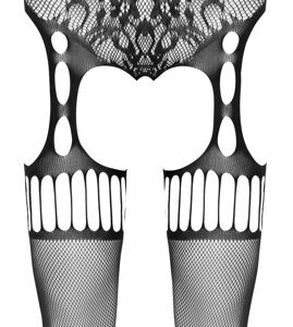 Catsuit ouvert aus weichem Netz in Straps-Optik