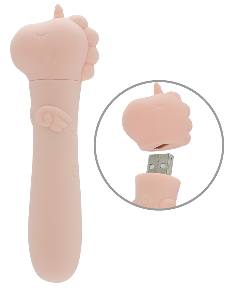Minivibrator mit USB-Stecker unter’m Einhorn-Köpfchen
