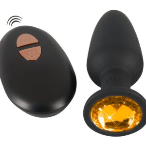 Vibroplug „Butt Plug mit Stein“ mit Fernbedienung, 7,5 cm