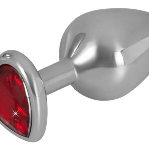 „Diamond Anal Plug“ aus Aluminium, Herz-Schmuckstein als Stopper