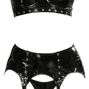 3-teiliges Hebe-Set aus Lack mit Nietenverzierung