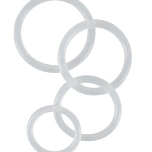 4-teiliges Penisringset „Clear Cock Rings“, 3 - 5 cm Ø