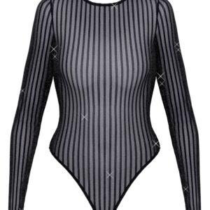 Body im schillernden Silver-Lurex-Streifenlook
