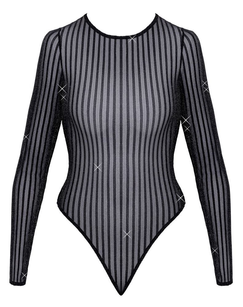 Body im schillernden Silver-Lurex-Streifenlook