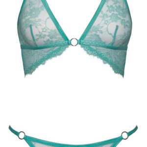 Dessous-Set aus mintfarbener Spitze