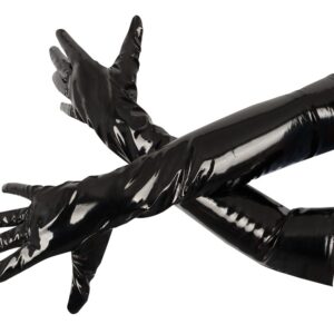 Handschuhe aus Lack mit Stretch-Einsätzen
