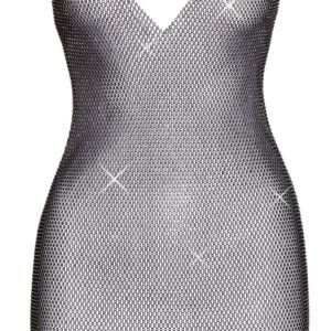 Netz-Minikleid mit Allover-Strassbesatz
