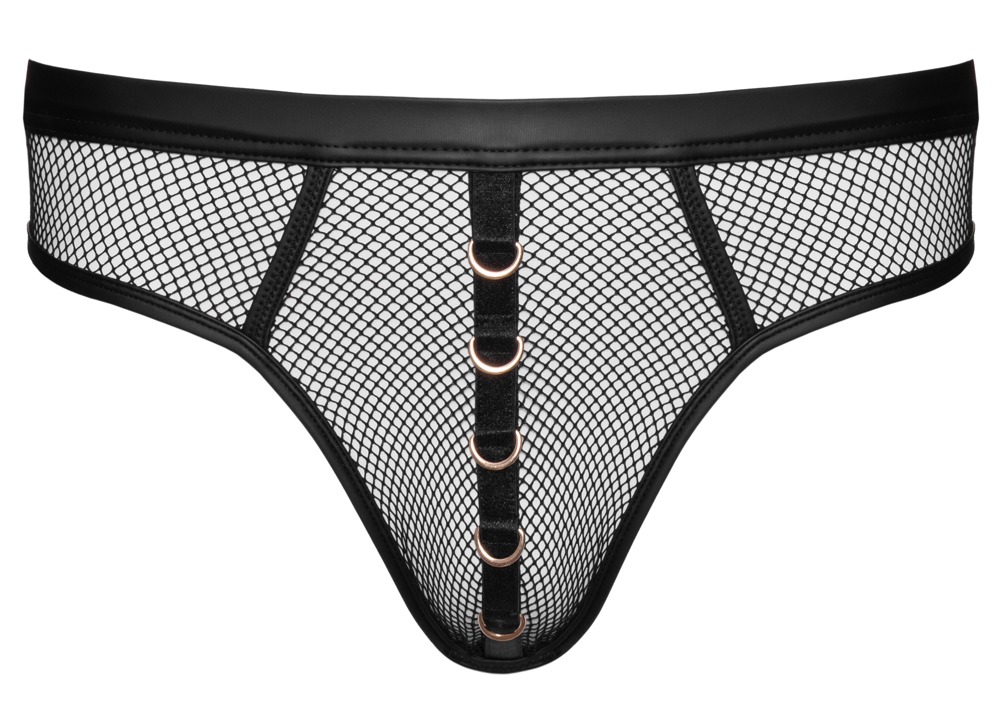 Netz-String mit stylischen Wetlook-Details