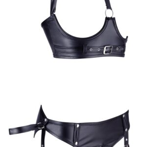 Ouvert-BH plus Straps-Slip „Bondage“ im schwarzen Mattlook