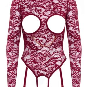 Ouvert-Body aus Spitze und Samt