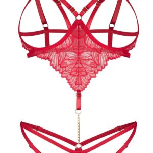 Ouvert-Body „Matildea“ mit Spitze und Kettchen