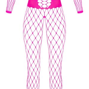 Ouvert-Catsuit aus pinkfarbenem Netz