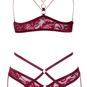 Ouvert-Set aus Spitze und Samtbändern
