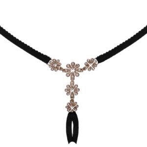 Ouvert-String mit Strass-Blüten