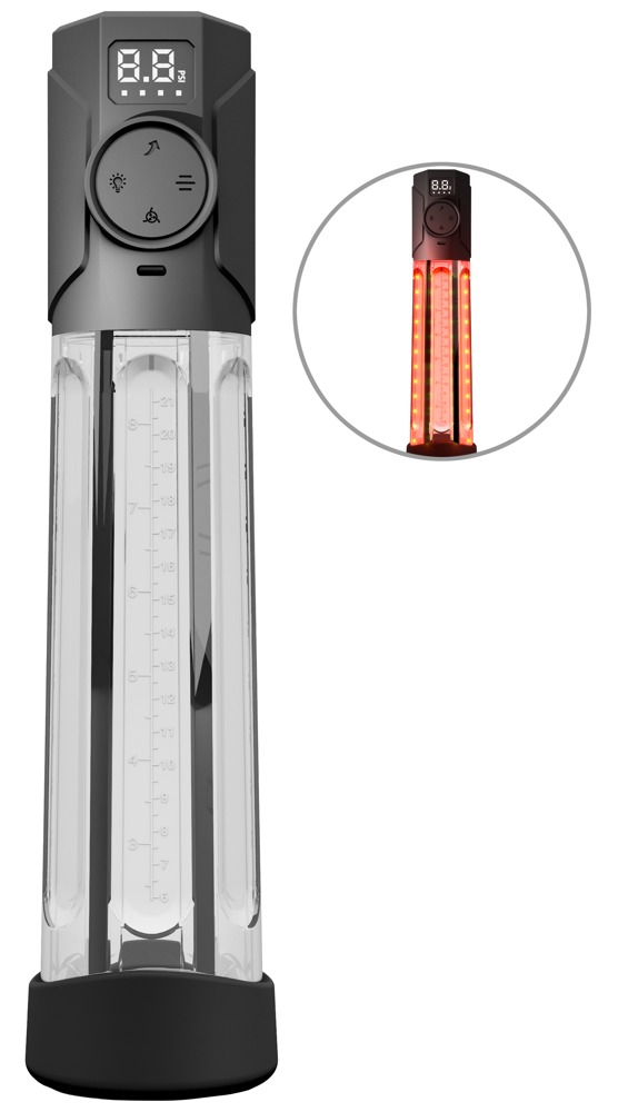 Penispumpe „Red Light Power“ mit Rotlicht-Tiefenwärme