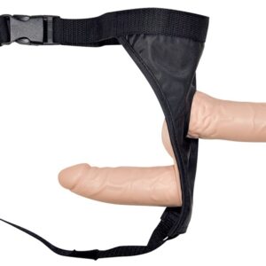 Umschnall-Doppeldildo „double StrapOn“, 19 cm, 13 cm, mit verstellbarem String